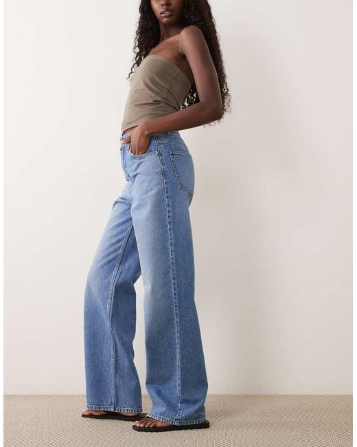 ASOS Blue Straight Wide Leg Jeans