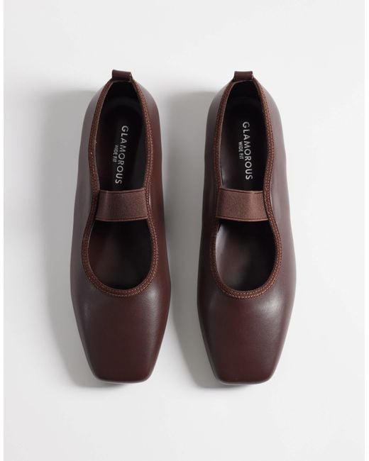 Glamorous Brown Square Toe Ballet Flats