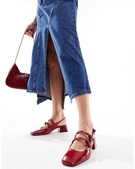 Stradivarius Blue Heeled Mary Jane Shoe