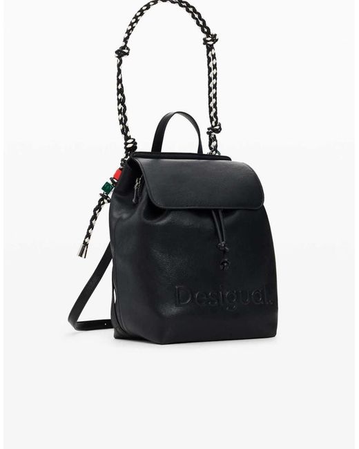 Desigual Black Medium Braided Backpack