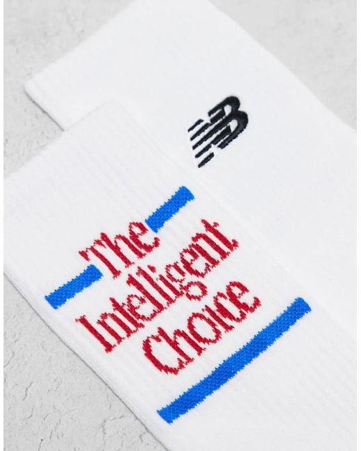 New Balance White 2 Pack Slogan Crew Socks for men