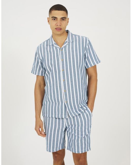 Brave Soul Blue Regular Fit Revere Collar Shirt for men