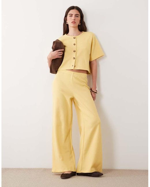Miss Selfridge Natural Wide Leg Soft Rib Trouser Co-ord