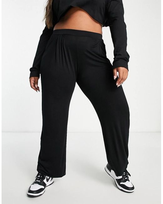 Yours Black Pleated Wide Leg Tailored Pants