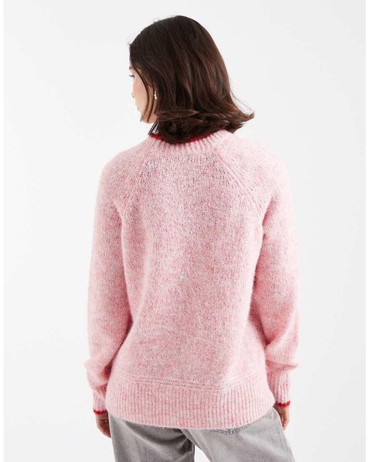 Jersey Rosa Con Ribete En Contraste De Punto De Pieces de color Pink