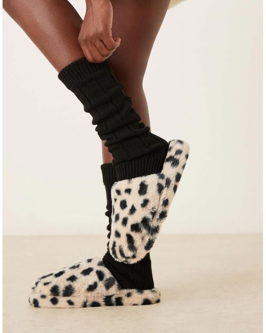 ASOS Natural – zina – hausschuhe mit dalmatinerfellmuster und geschlossener zehenpartie
