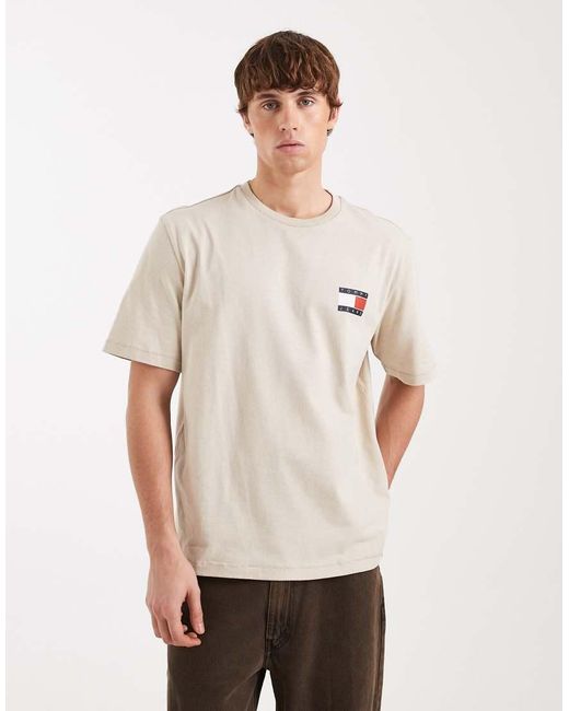 Tommy Hilfiger Natural Flag Logo T-shirt With Mountain Peak Back Print for men