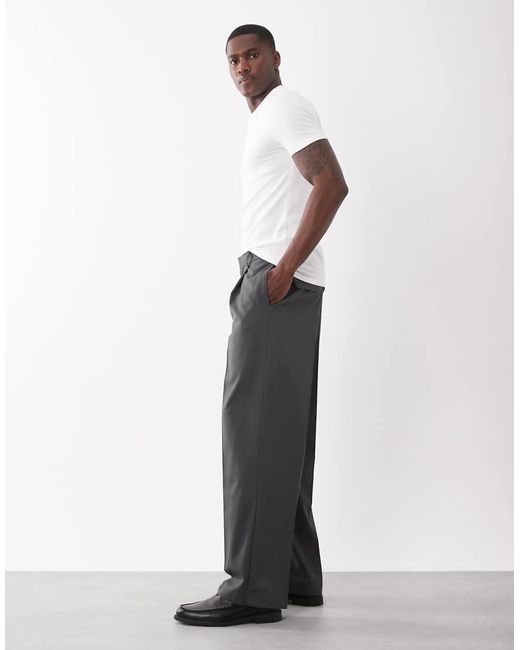 ASOS White Tailored Pleated Wide Leg Trousers for men