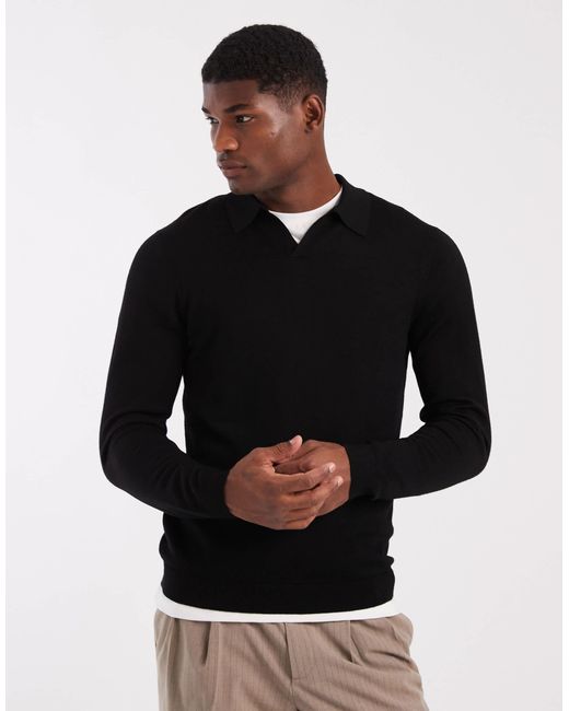 Polo en maille ASOS pour homme en coloris Black