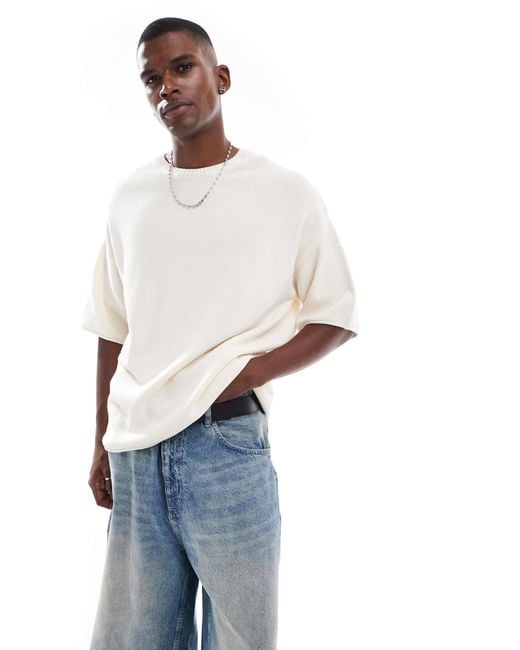 Pull&Bear – strick-t-shirt in Blue für Herren