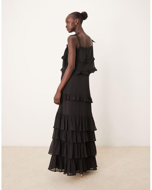ASOS Black Chiffon Ruffle Maxi Skirt