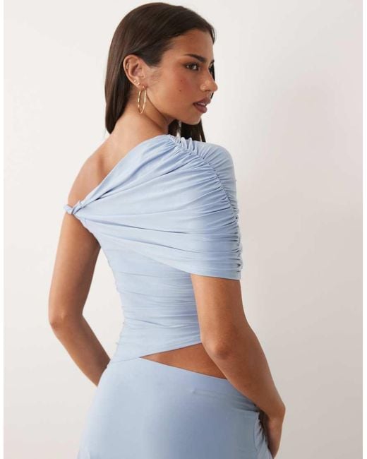 ASOS Blue Co-ord Slinky Asymmetrical Top With Hardware Detail