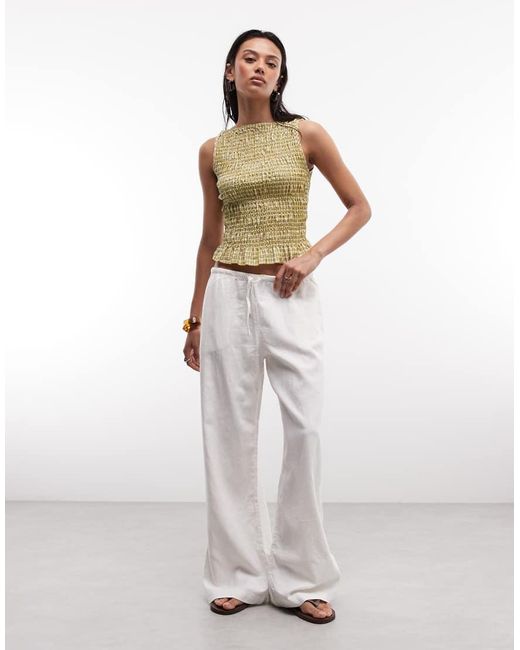 Daisy Street Yellow Shirred Sleeveless Top