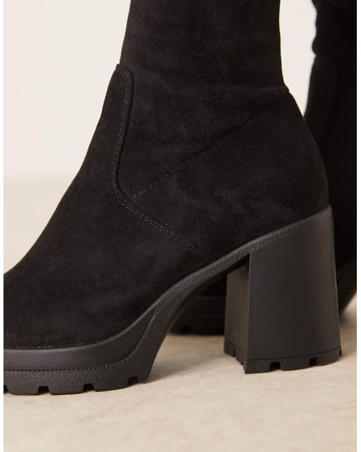ASOS Natural Wide Fit Kai Chunky Heeled Over The Knee Boots
