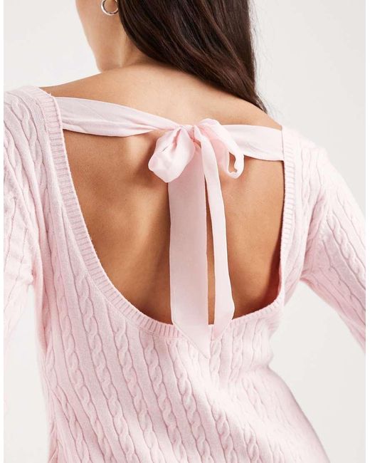 Hollister Pink Tie Back Babydoll Sweater Mini Dress