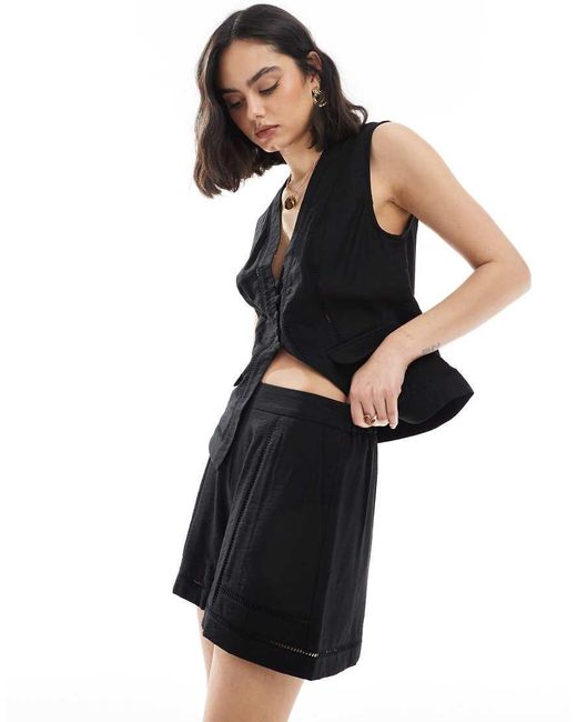 ASOS Black Tailored Ladder Trim Shorts Co-ord