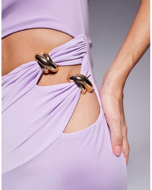 ASOS Purple Sleeveless Cut Out With Hardware Side Detail Maxi Dress