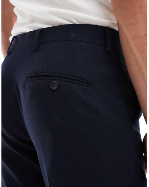 SELECTED Blue Wool Blend Slim Fit Trousers for men
