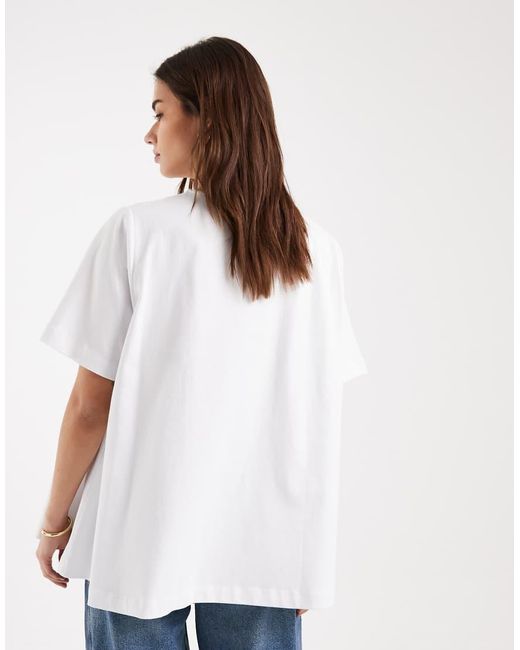 ASOS White Pleated Neck Swing Top