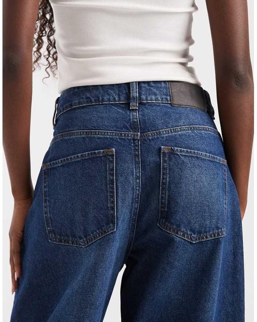 ASOS Blue High Waisted Barrel Leg Jeans