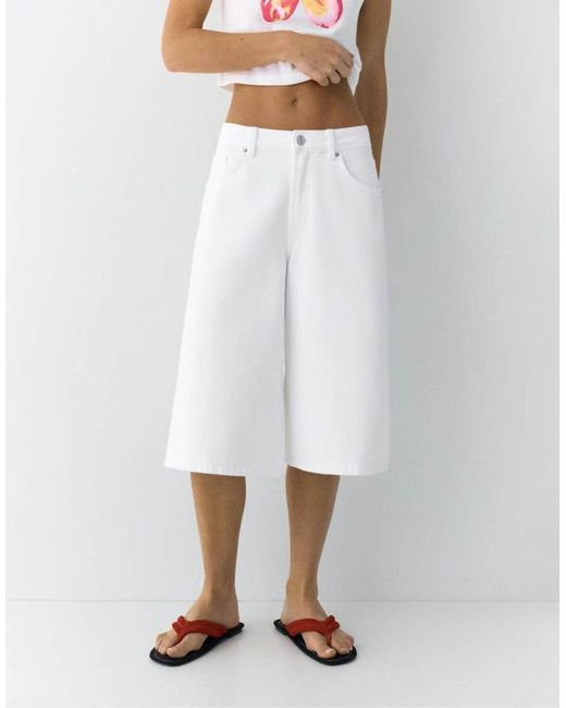 Pull&Bear White Low-rise Jorts