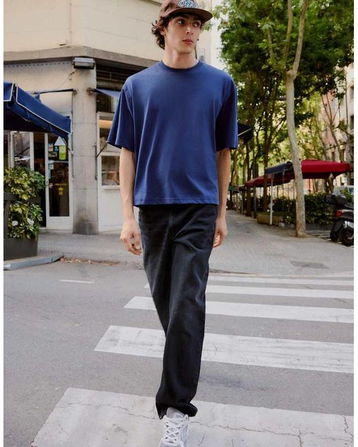 Bershka Black Tall Straight-Leg Jeans for men