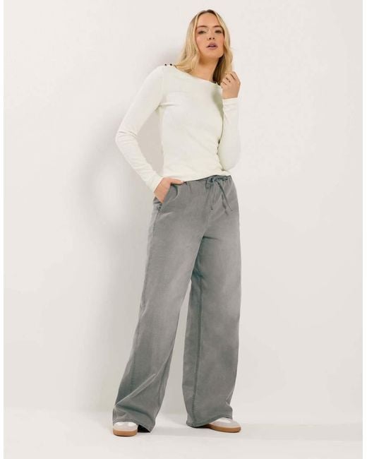 Long Tall Sally White Pull On Wide Leg Jeans