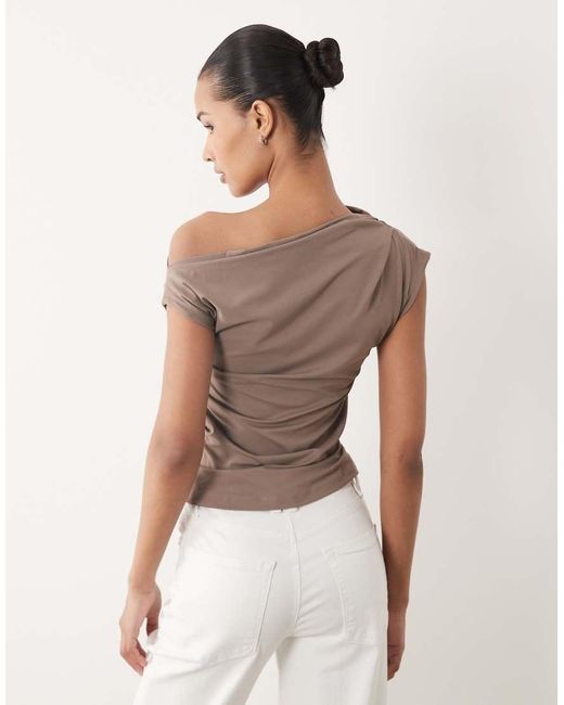 Cotton On Natural Georgie Belted Off Shoulder Top