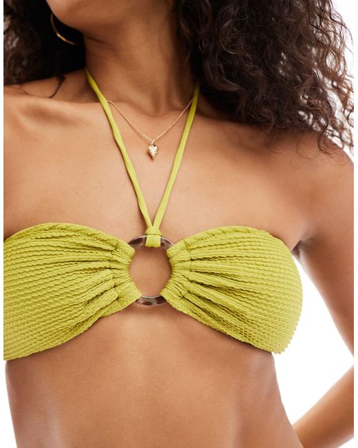 Lindex Green – brie – neckholder-bikinioberteil aus krepp-stoff