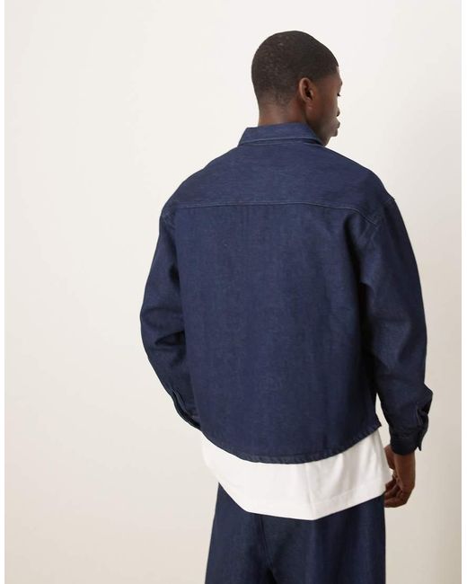 ASOS Blue Co-ord 90's Oversized Boxy Denim Shacket for men