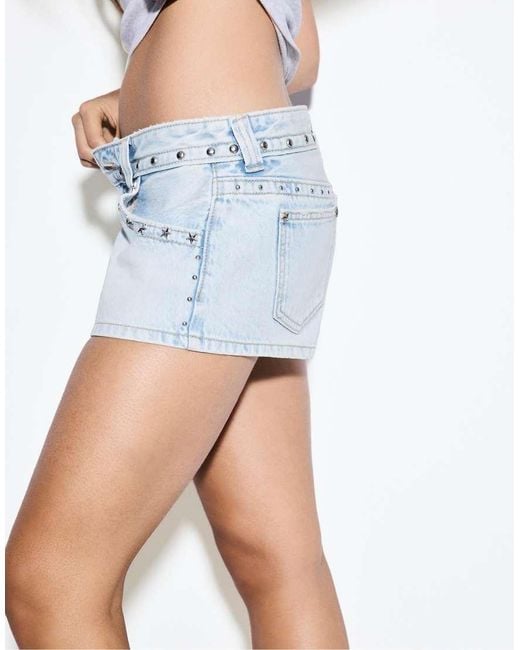 Stradivarius White Studded Star Shorts