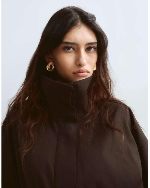 ARRANGE Brown Funnel Neck Belted Jacket Co-Ord