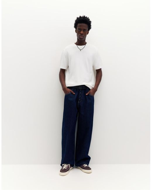 Pull à manches courtes - cassé Pull&Bear pour homme en coloris White