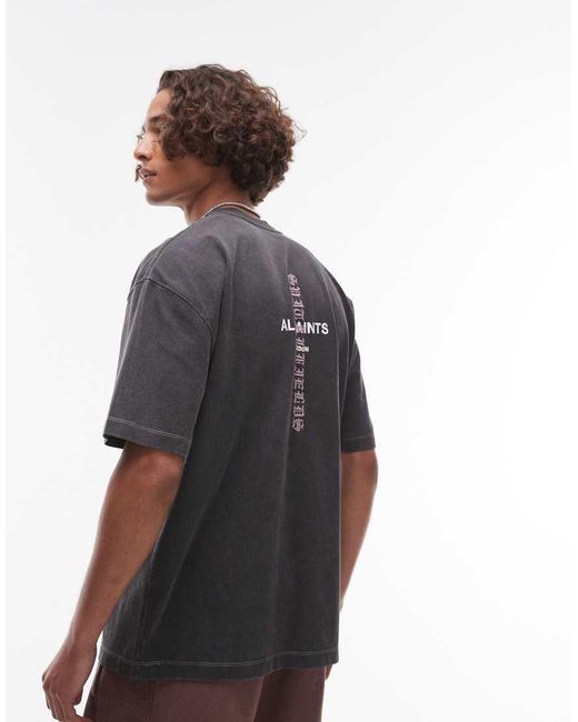 AllSaints Gray Knox T-Shirt for men
