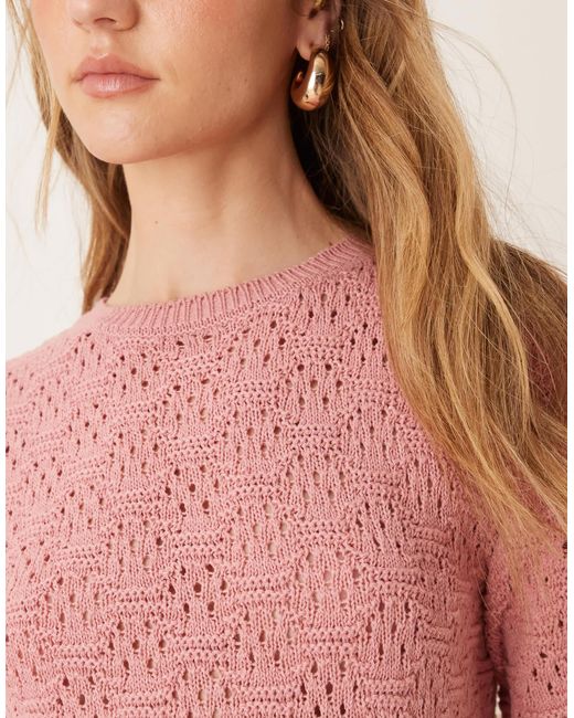 Robe t-shirt courte en maille à manches mi-longues ASOS en coloris Pink