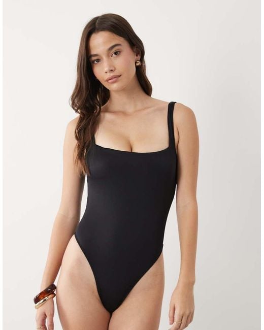 ASOS Natural Fuller Bust Lifting Square Neck Swimsuit