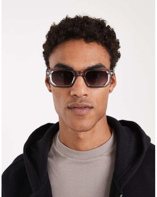 ASOS Black Chunky Rectangle Sunglasses for men