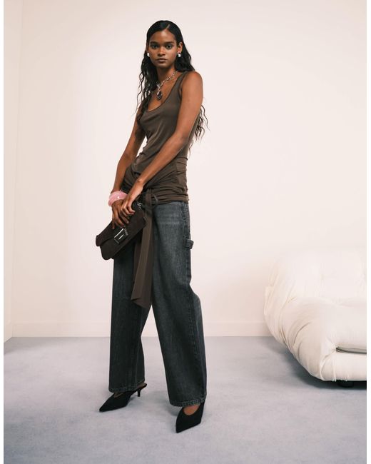 ASOS Natural – barrel-leg-utility jeans