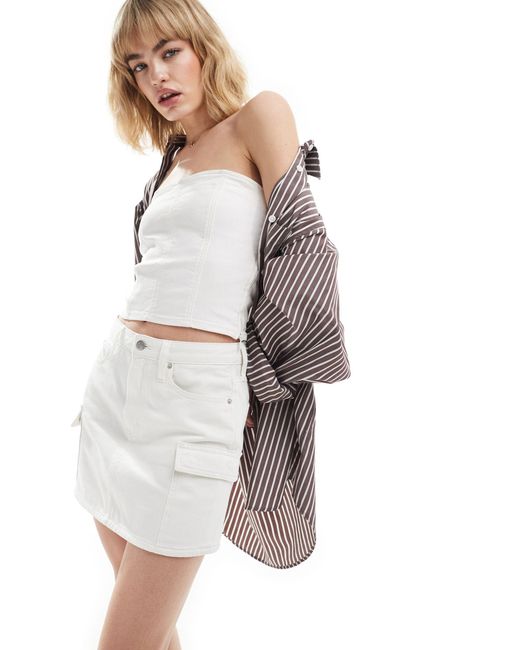 Exclusivité asos - - mini-jupe d'ensemble coupe cargo - délavé Calvin Klein en coloris White