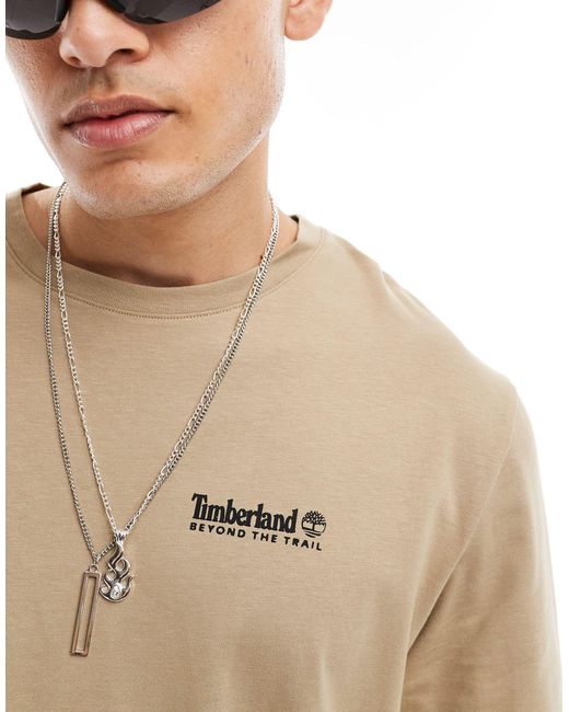 Camiseta extragrande con estampado grande Timberland de hombre de color Natural