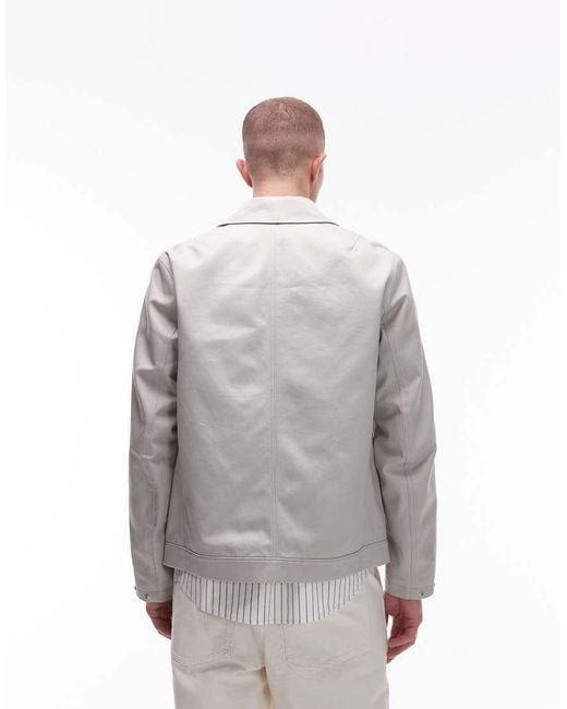 ARKET White Zip Front Minimal Workwear Jacket With Collar for men