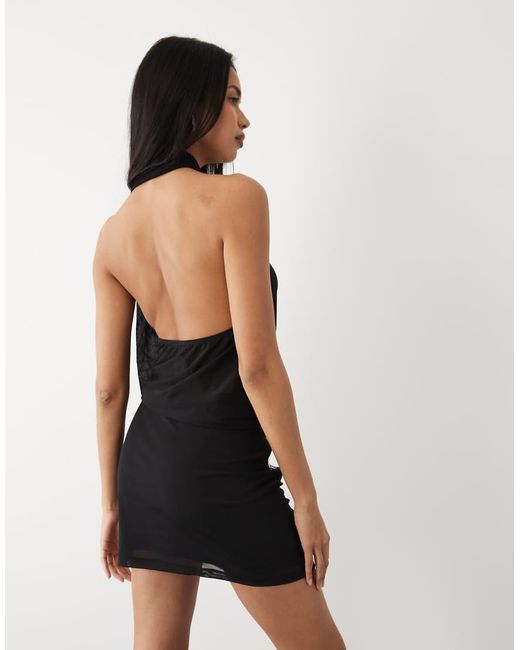 ASOS Black Mesh Embroidered Mini Skirt