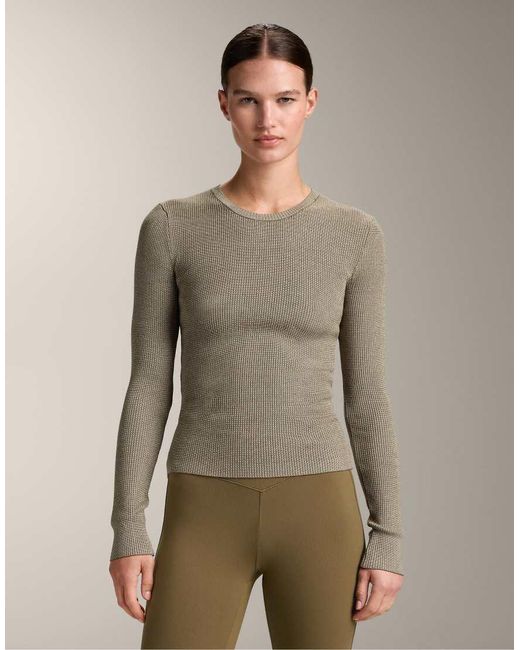 Oysho Green Textured Knit Base Layer T-Shirt