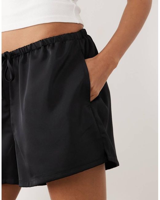 Gina Tricot Natural Satin Drawstring Shorts