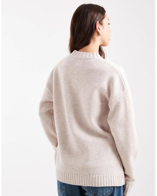 ASOS Natural Longline Waisted Lambswool Cardigan