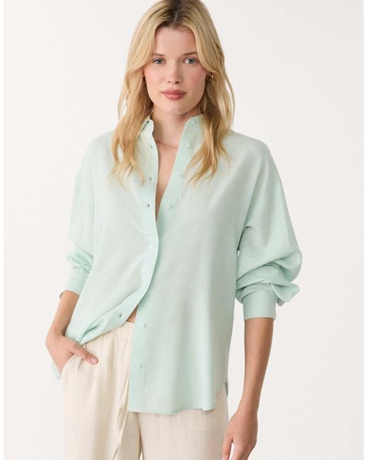 Stradivarius Green – leinenmix-hemd