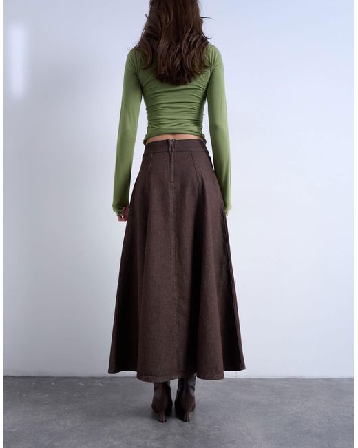 Jupe en jean évasée - marron TOPSHOP en coloris White