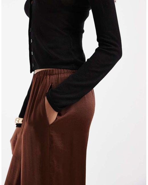 Vero Moda Purple Textured Satin Wide Leg Trousers