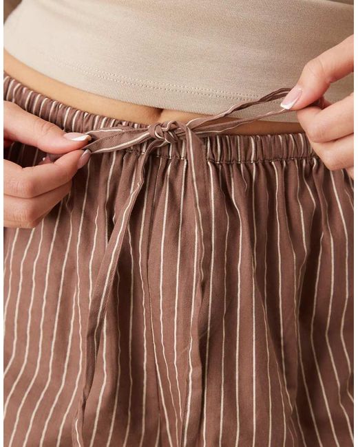 Wednesday's Girl Brown Wide Leg Pinstripe Trouser