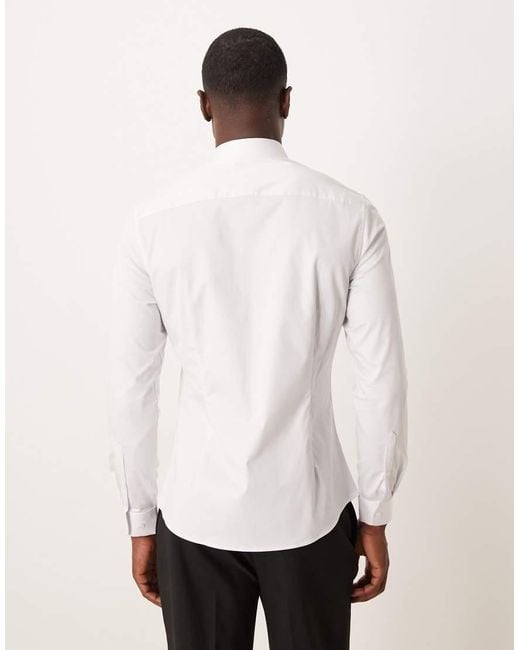 ASOS White Easy Iron Slim Fit Sateen Shirt for men